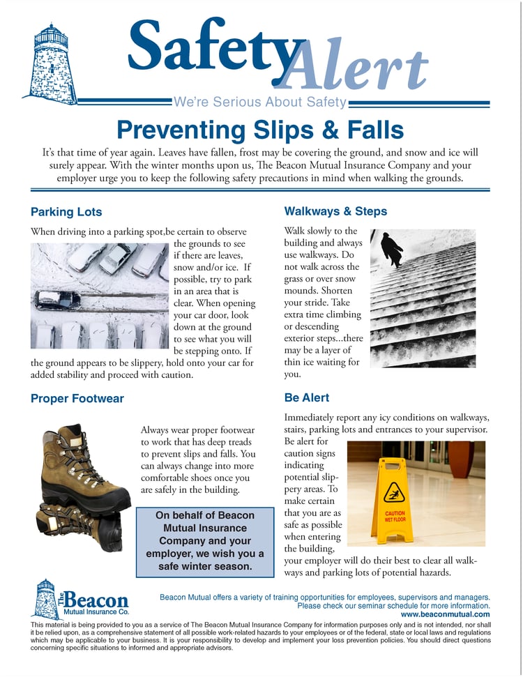 Winter Slip And Fall Prevention Employee Safety Alert