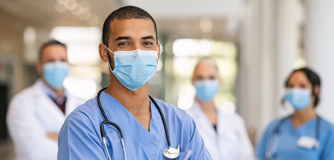 Healthcare professionals wearing masks