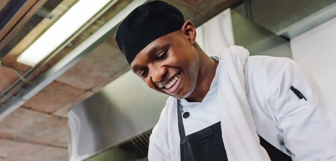 Restaurant chef smiling
